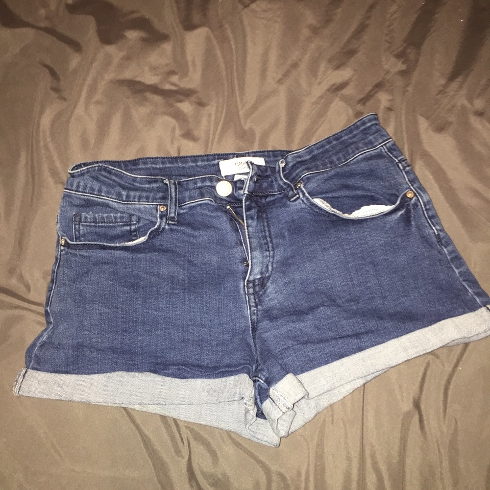 Dark wash denim shorts